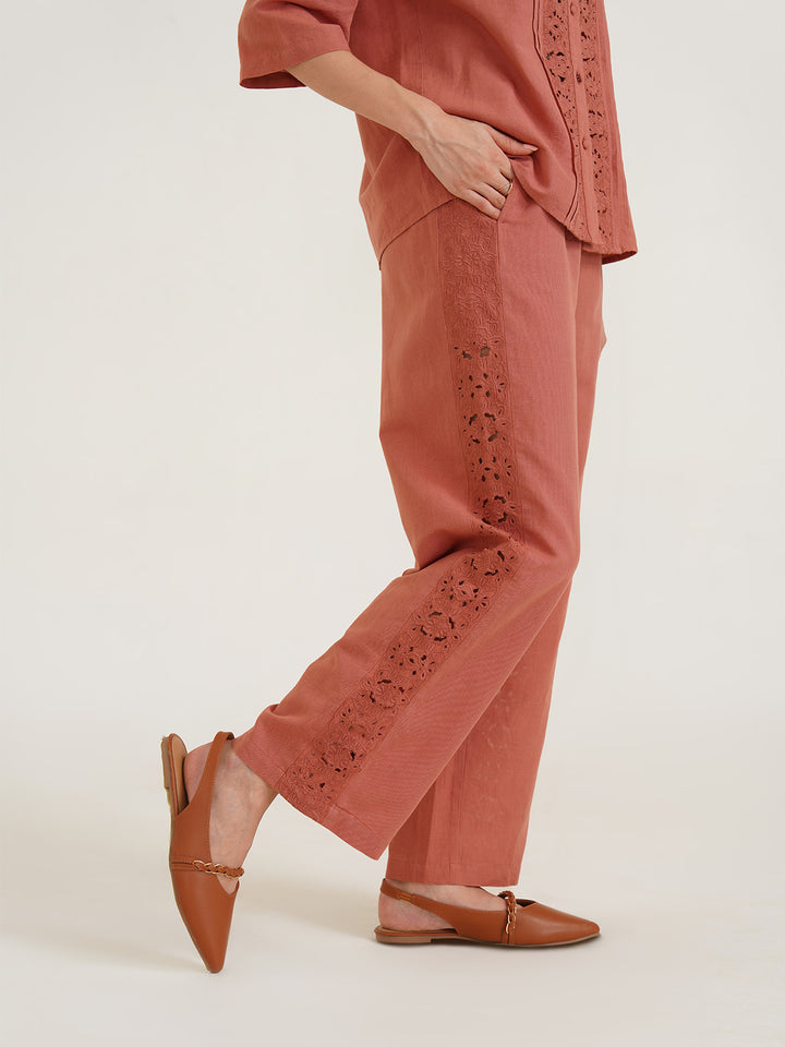 CHESSA - Viscose Linen Semi Formal Straight Pants