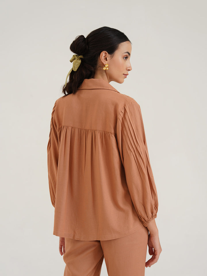 HEKA - Stylish Linen Shirt with Cutwork Embroidery