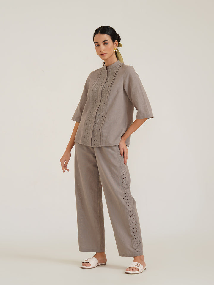 CHESSA - Viscose Linen Semi Formal Straight Pants