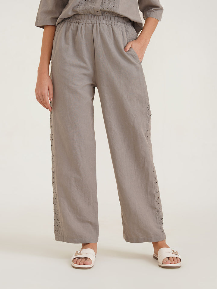 CHESSA - Viscose Linen Semi Formal Straight Pants