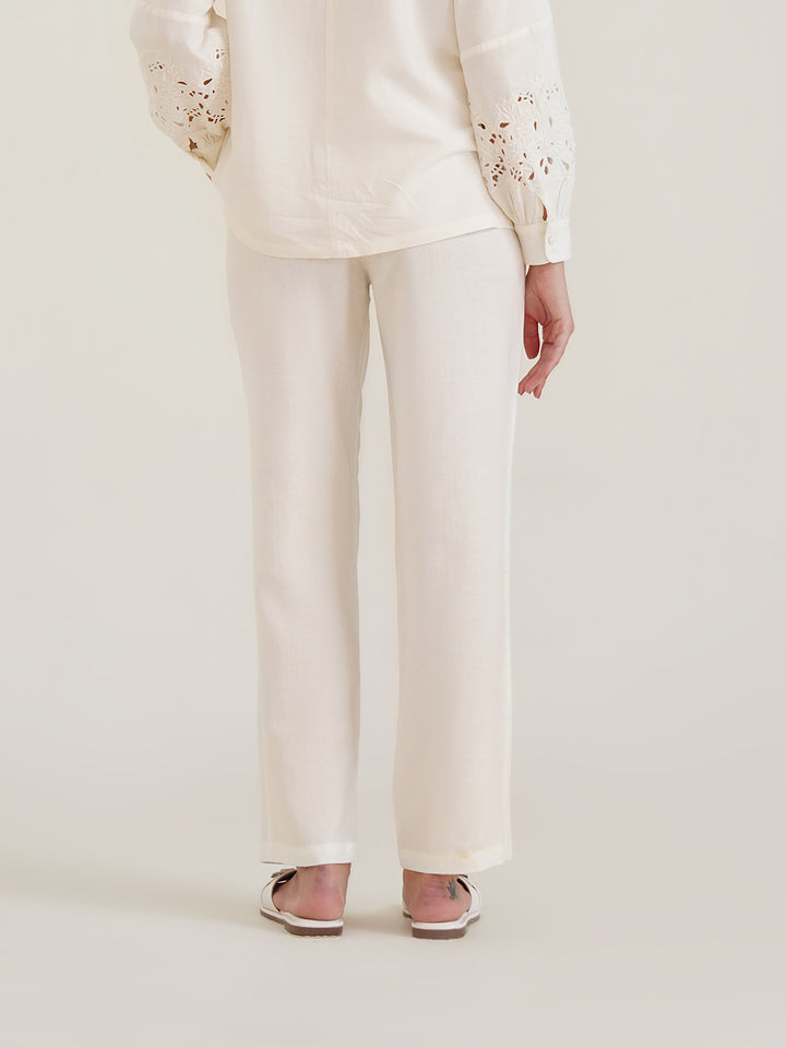 EVANIA - Stylish Viscose Linen Pants with Embroidery