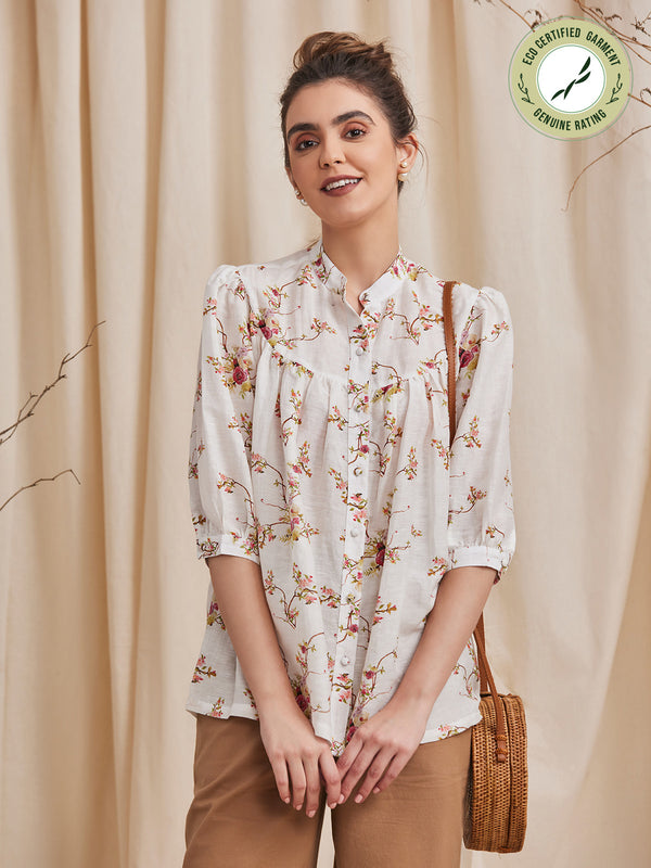 ERICA - Stylish Printed Linen floral top