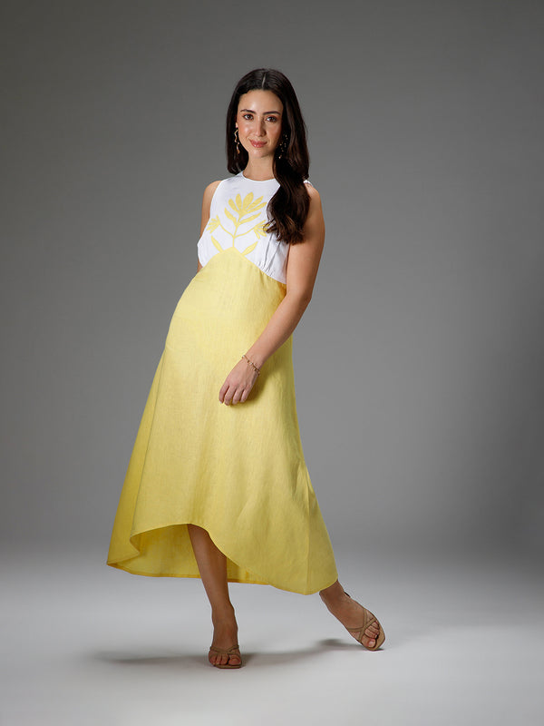 SOLEIL - Hi-Low Hem Dress with Embroidery