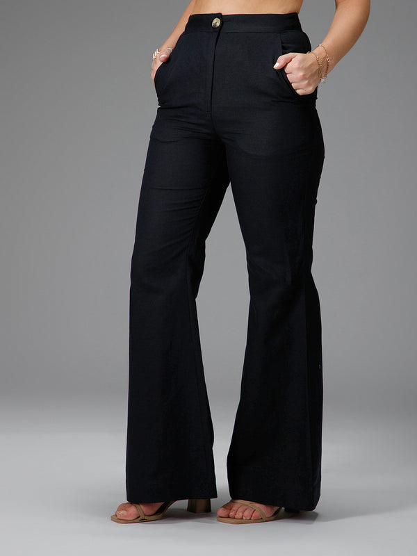 NUIT - Cotton Linen Boot-Leg Pants