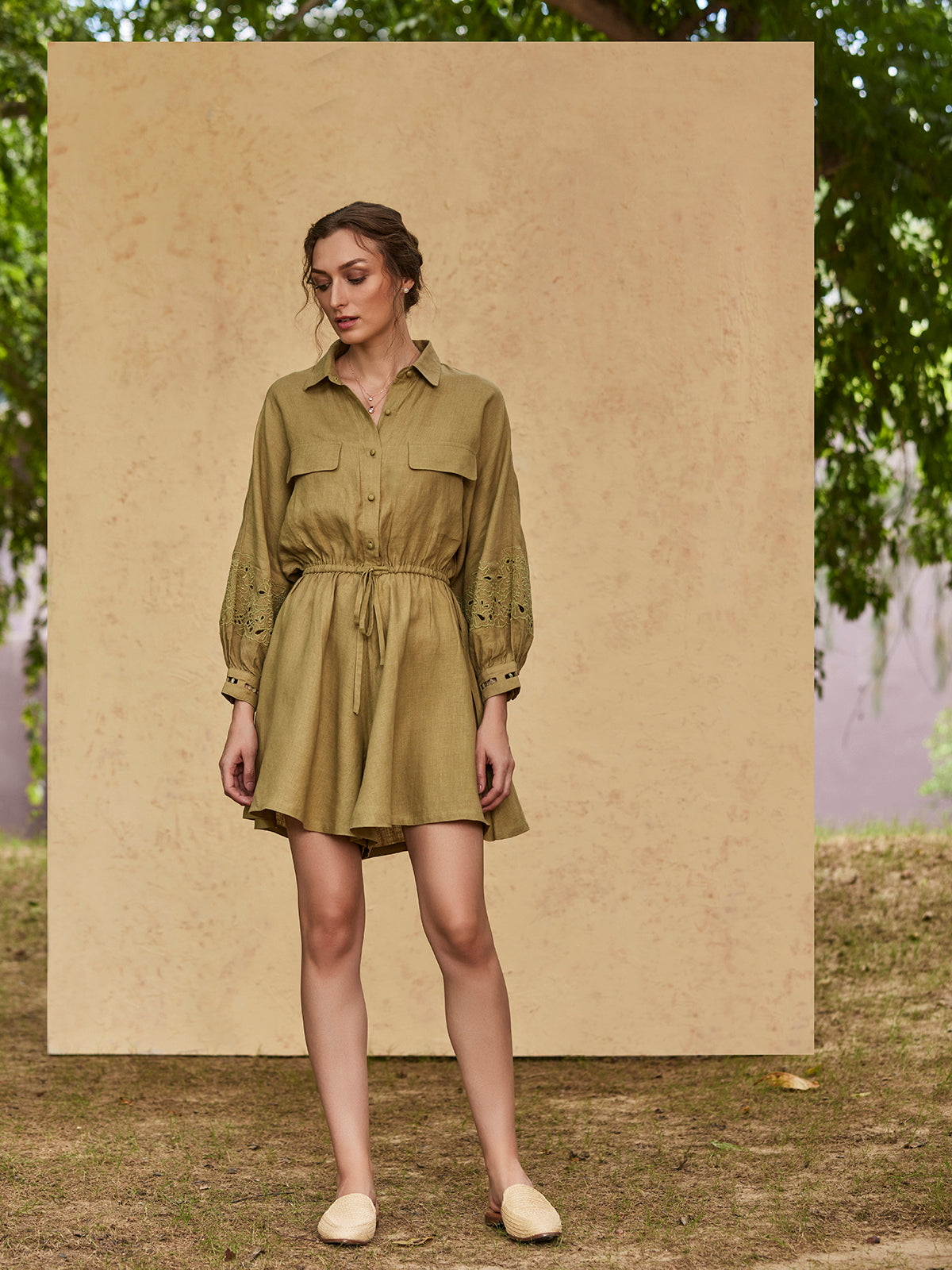 ASA - Embroidery Cotton Linen Jumpsuit