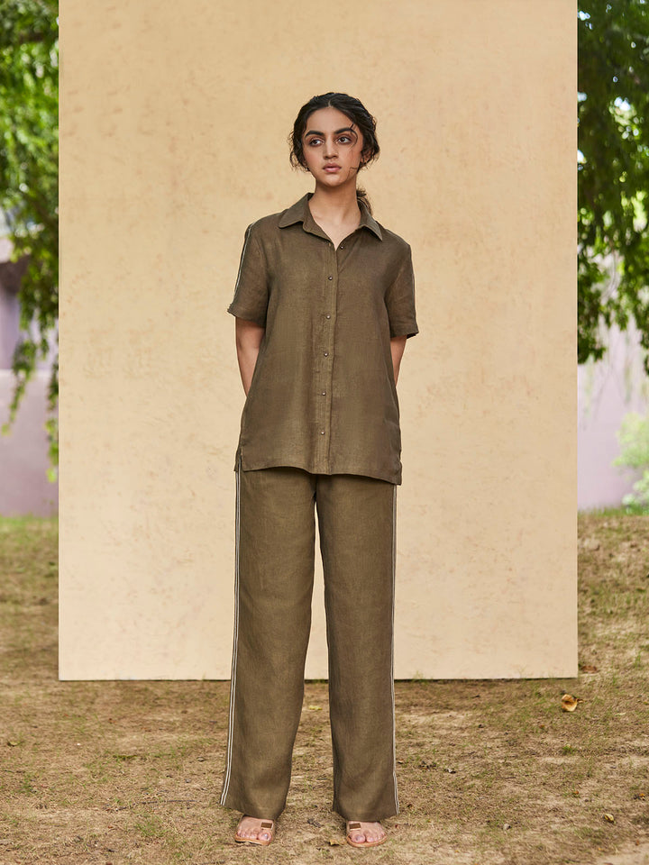 LASO - Formal Organic Linen Pants with Embroidery