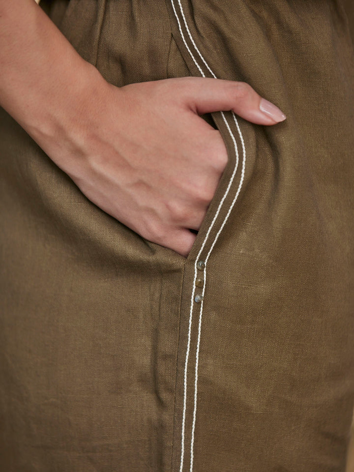 LASO - Formal Organic Linen Pants with Embroidery