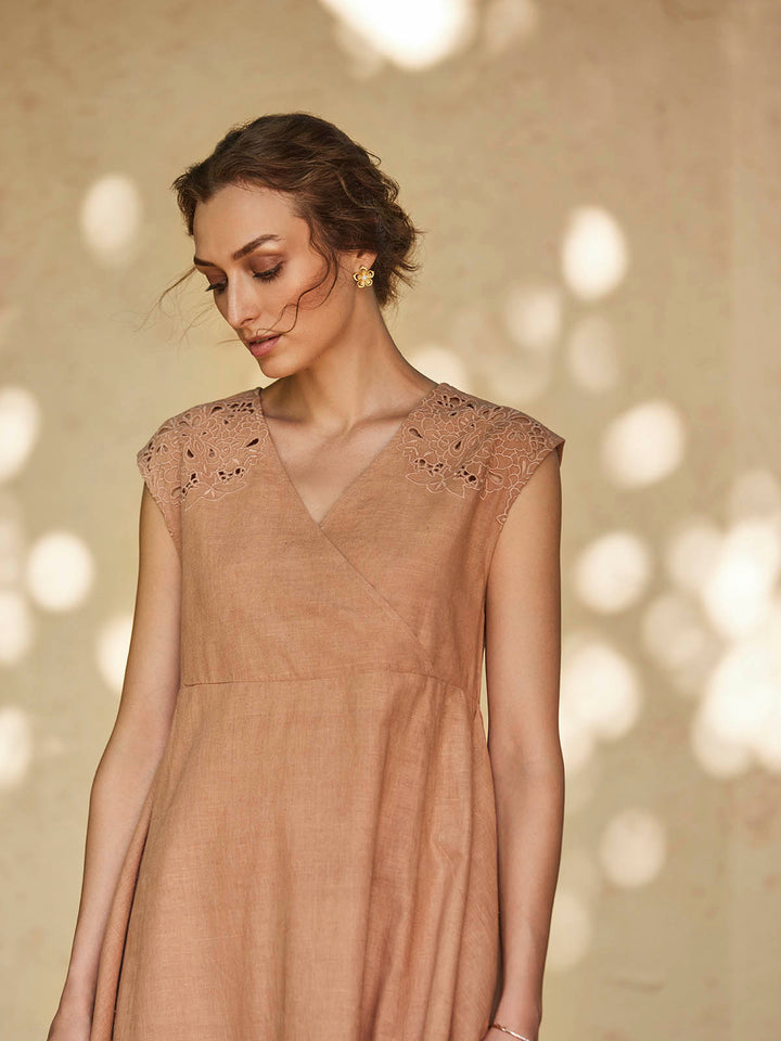 ACESO - Handkerchief Dress with Macramé Belt - Organic Linen Viscose