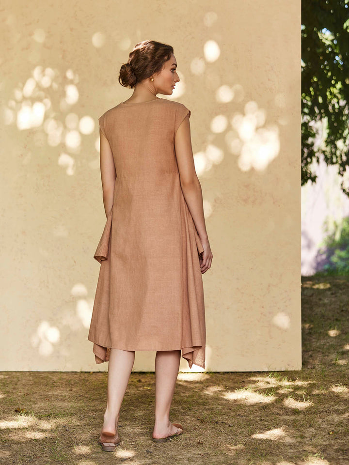 ACESO - Handkerchief Dress with Macramé Belt - Organic Linen Viscose