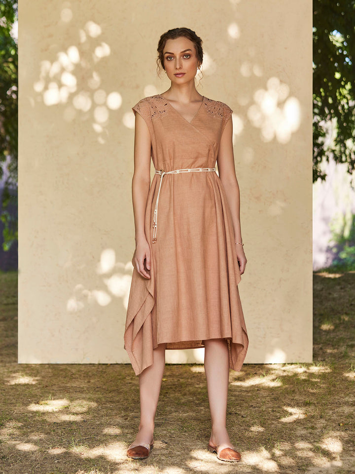 ACESO - Handkerchief Dress with Macramé Belt - Organic Linen Viscose