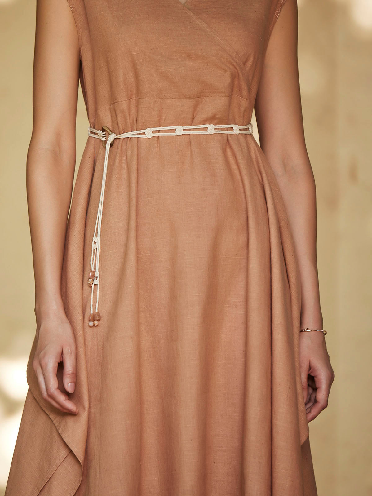 ACESO - Handkerchief Dress with Macramé Belt - Organic Linen Viscose thumbnail 5