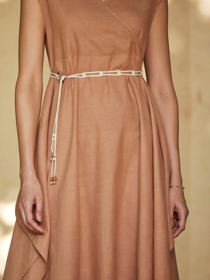 ACESO - Handkerchief Dress with Macramé Belt - Organic Linen Viscose