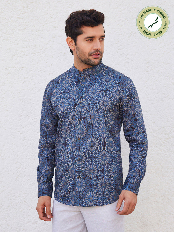 MURAT - Printed Round Neck Organic Cotton Shirt