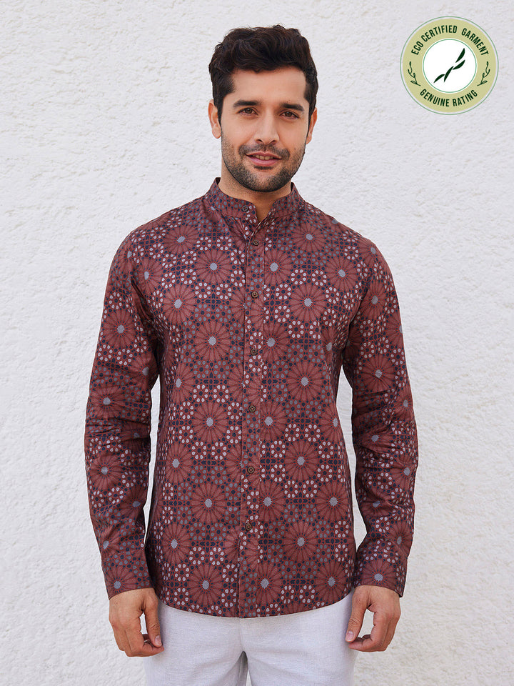 MURAT - Printed Round Neck Organic Cotton Shirt