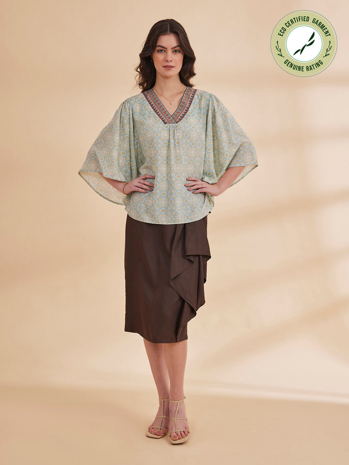 NADIA - Organic Bamboo Printed Kaftan Top