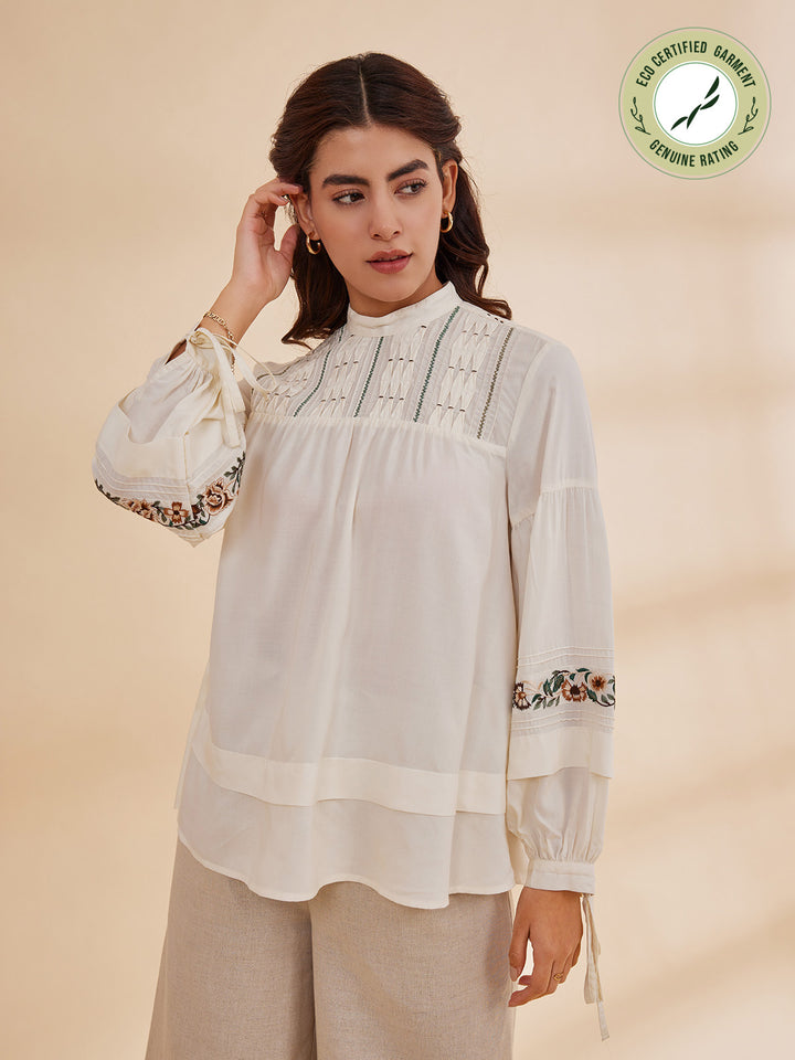 SASHA - Organic Bamboo Embroidered Top