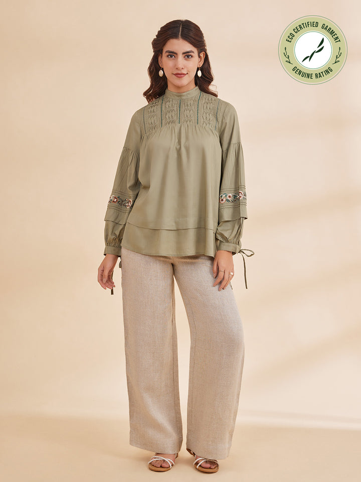 SASHA - Organic Bamboo Embroidered Top