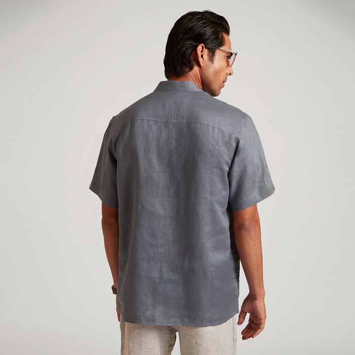 JOHN - Casual Round Collar Linen Shirt