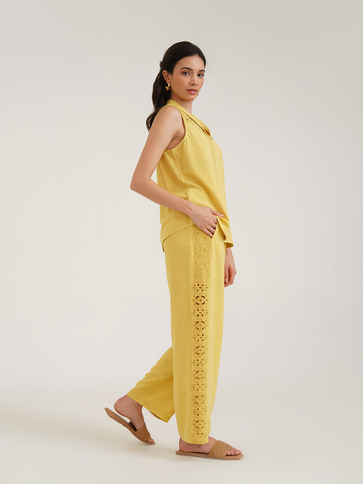 CHESSA - Viscose Linen Semi Formal Straight Pants