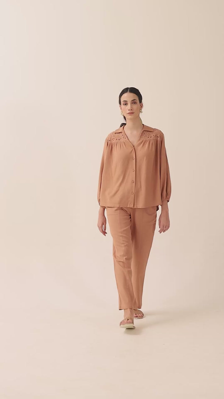 EVANIA - Stylish Viscose Linen Pants with Embroidery